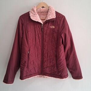 The North Face Womens Mossbud Reversible Pink Fleece Lined Jacket Size Medium